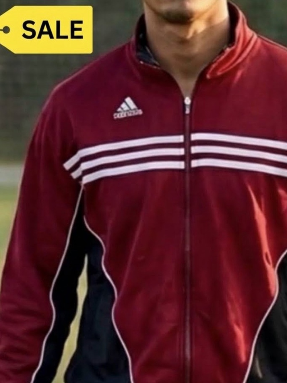 Vintage Adidas Soccer Jacket Maroon & Black w/ White Stripes - Rare Retro Style